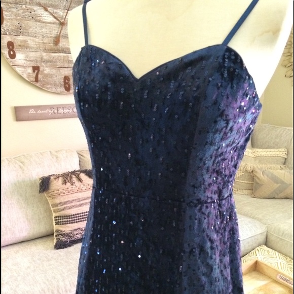 ❤️Lulus Simply Elegant Navy Blue Sequin Maxi Dress - Picture 6 of 9
